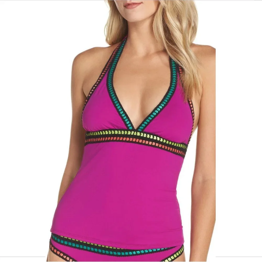 NWT La Blanca Threading Along Tankini Top in Magenta [SZ 4 US ]‎